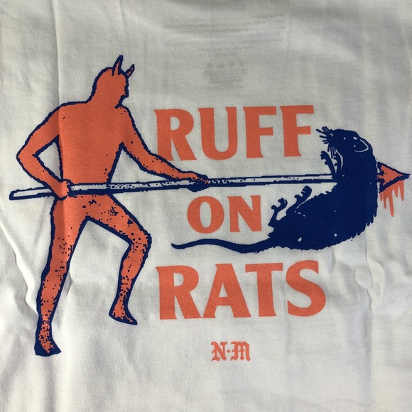 Never Made NM Ruff On Rats White With Tags T shirt - Picture 5 of 8